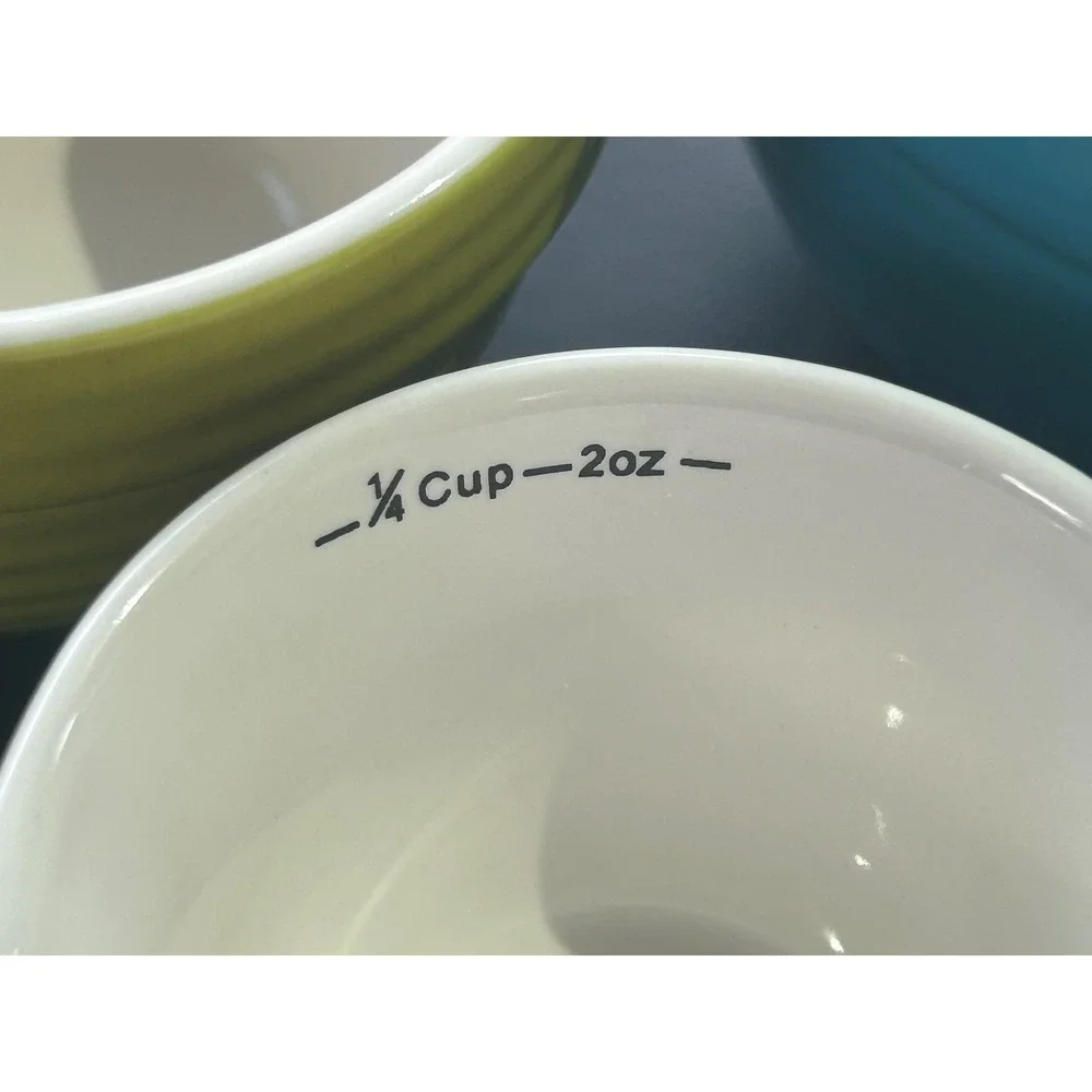 Creative Co-Op Stoneware Nesting Measuring Cup Set 4 Piece Multicolor Ribbed